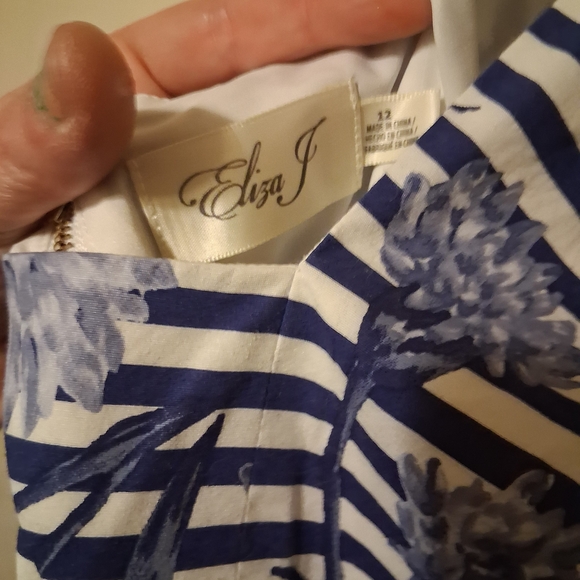 Eliza J Dresses & Skirts - Eliza J Blue and White Striped Floral Dress